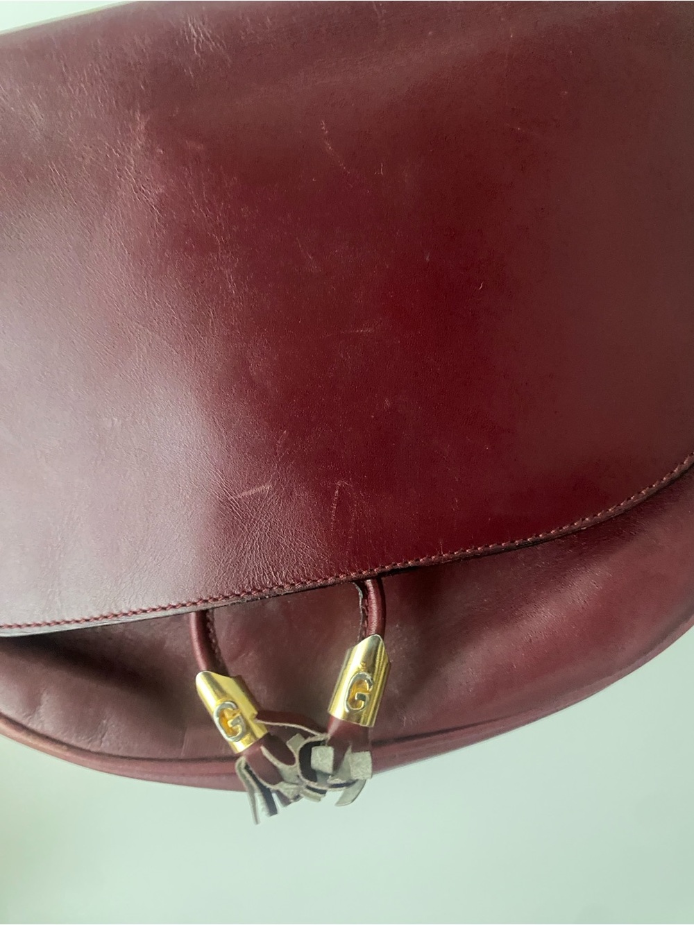Gucci Burgundy Leather Crossbody Saddle Purse - Picture 5 of 13